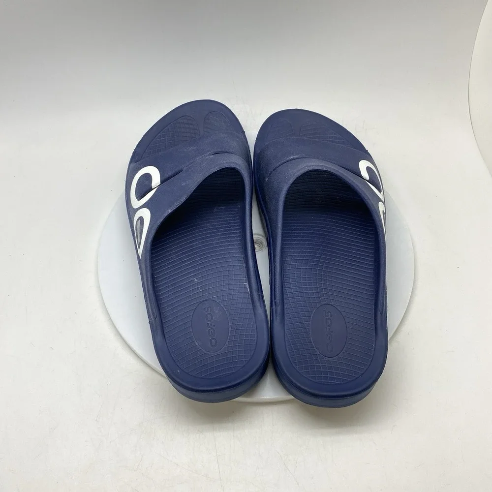 Oofos OOahh Sport Sandals Mens 12 Womens 14 Blue Open‎ Slip On Recovery Rubber